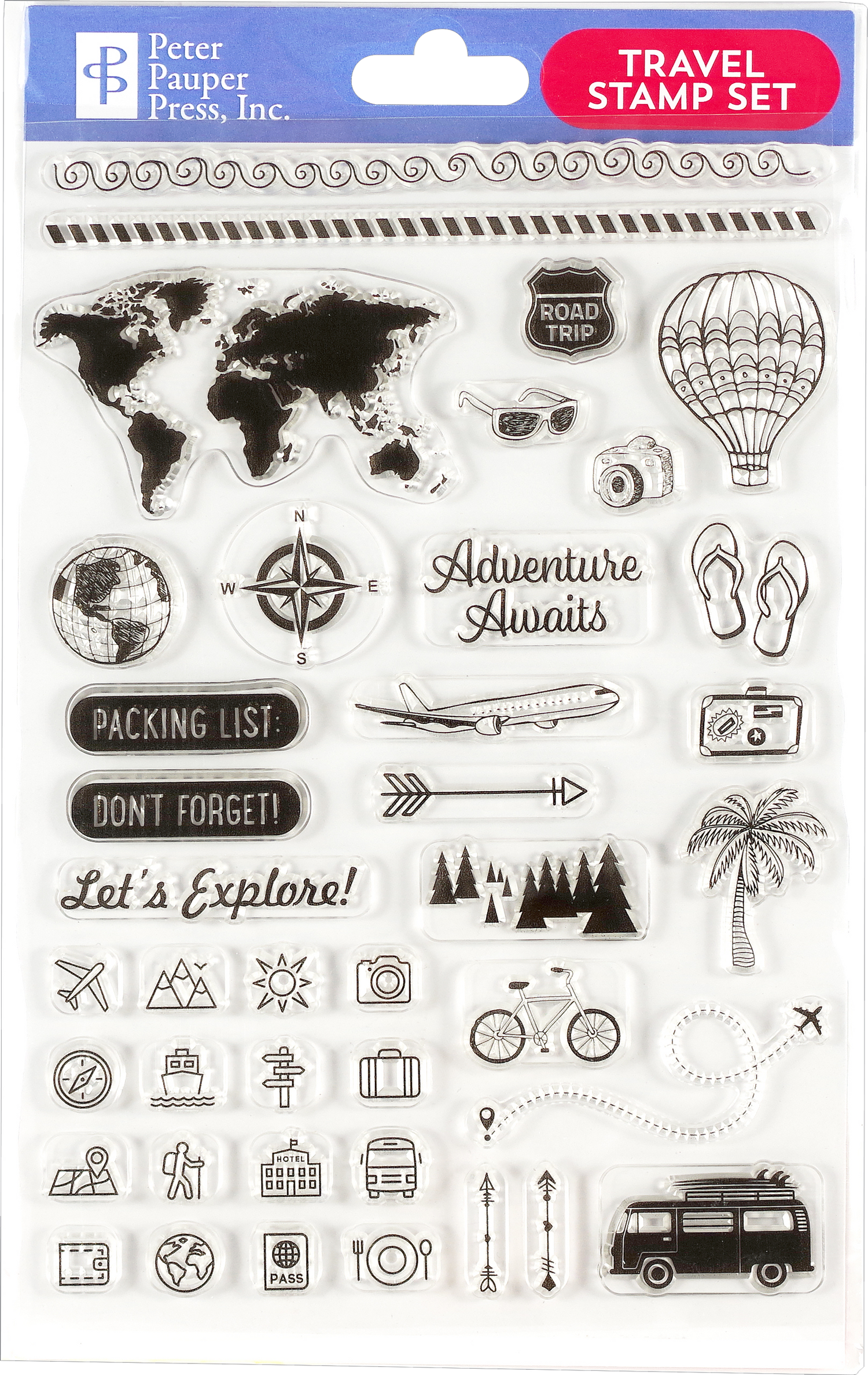 Peter Pauper TRAVEL Clear Silicone Stamp Set
