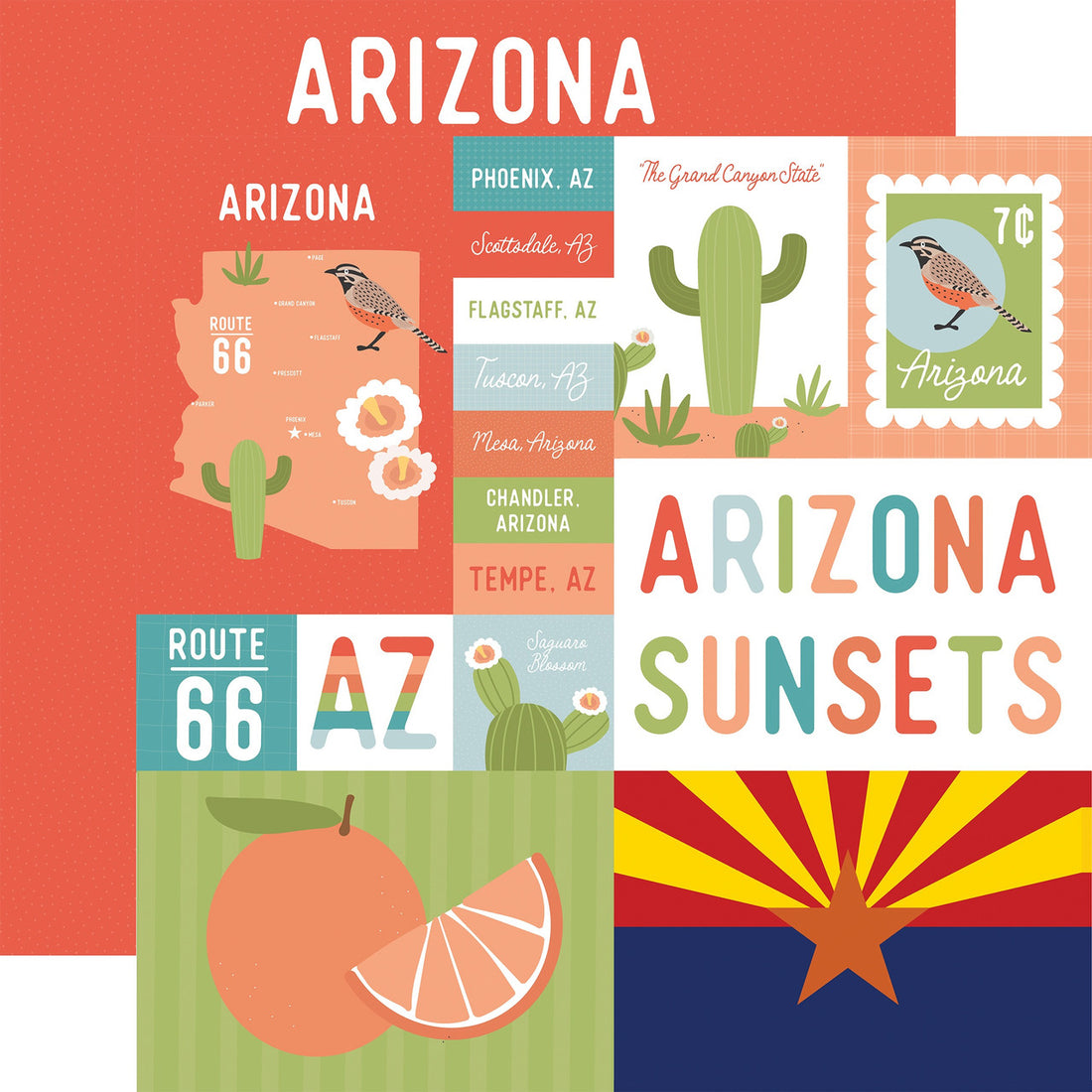 Echo Park Our United States ARIZONA 12”X12” Scrapbook Paper