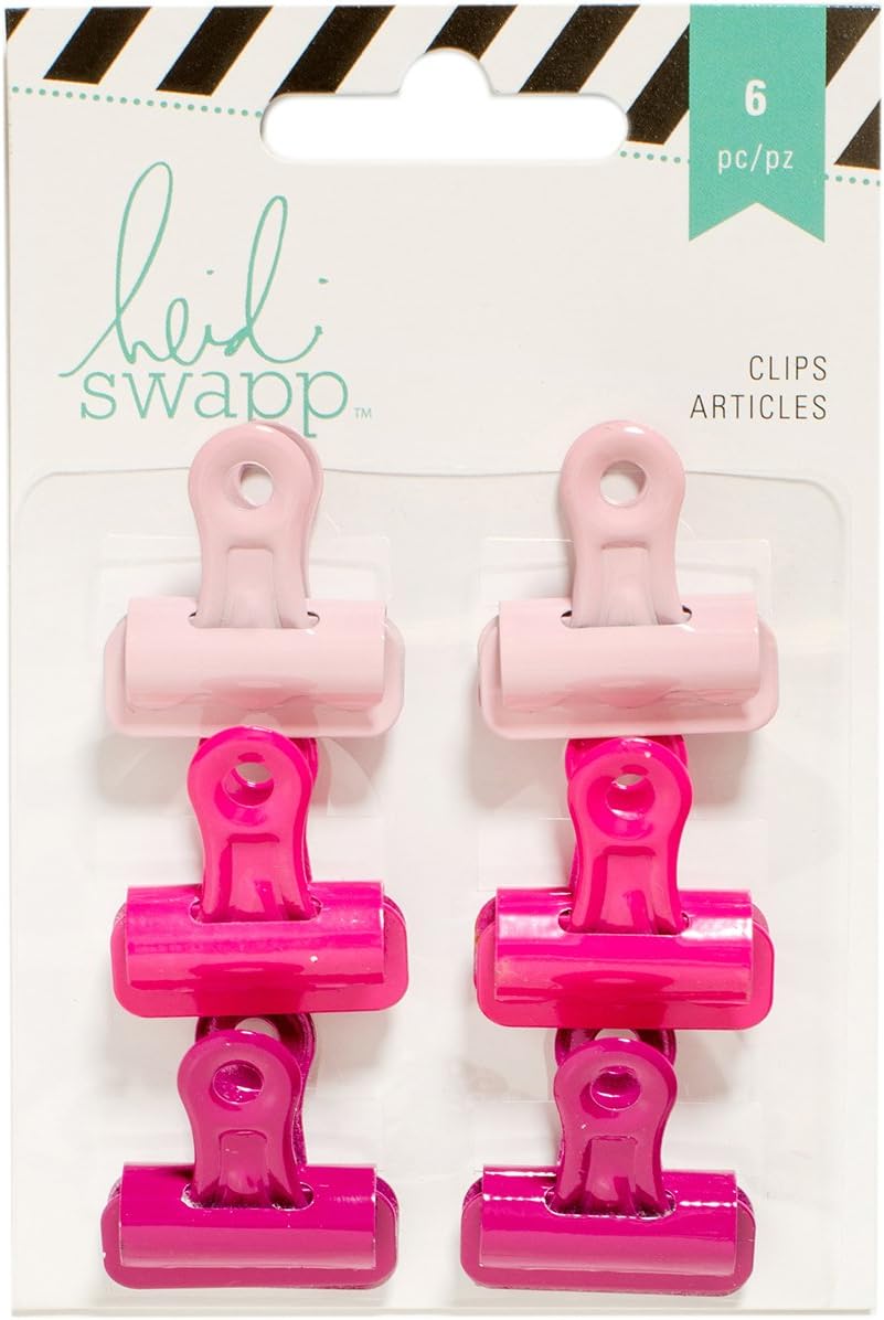 Heidi Swapp PINKS Bulldog Clips 6pc