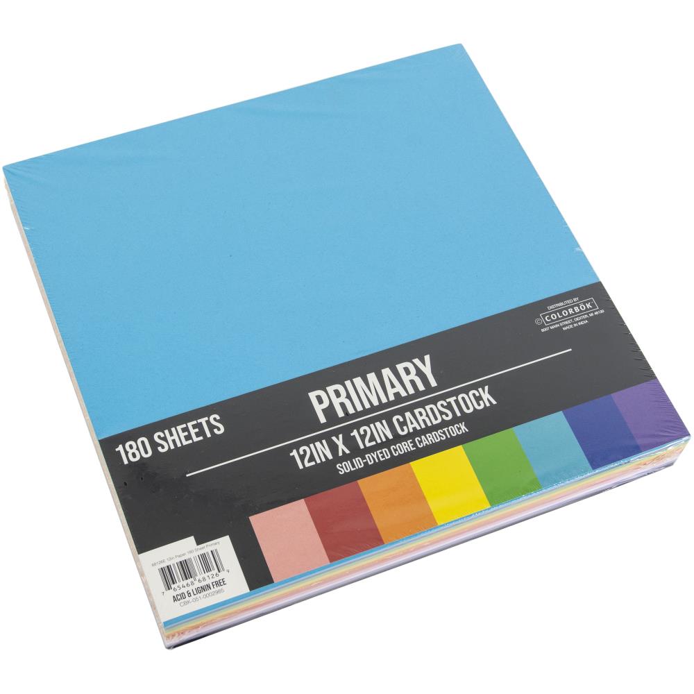 Colorbok PRIMARY 12”X12” Cardstock 180 Sheets