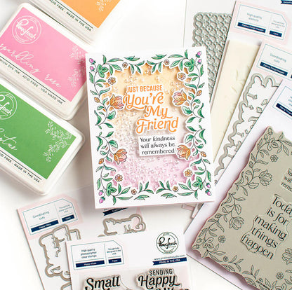 Pinkfresh Studio MAKING THINGS HAPPEN Stamp Stencel &amp; Die Set 9pc