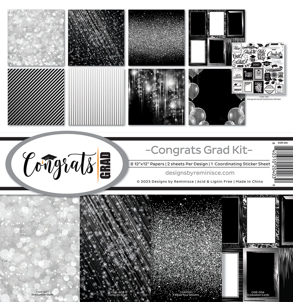 Reminisce CONGRATS GRAD 12&quot;X12&quot; Scrapbook Kit 9pc
