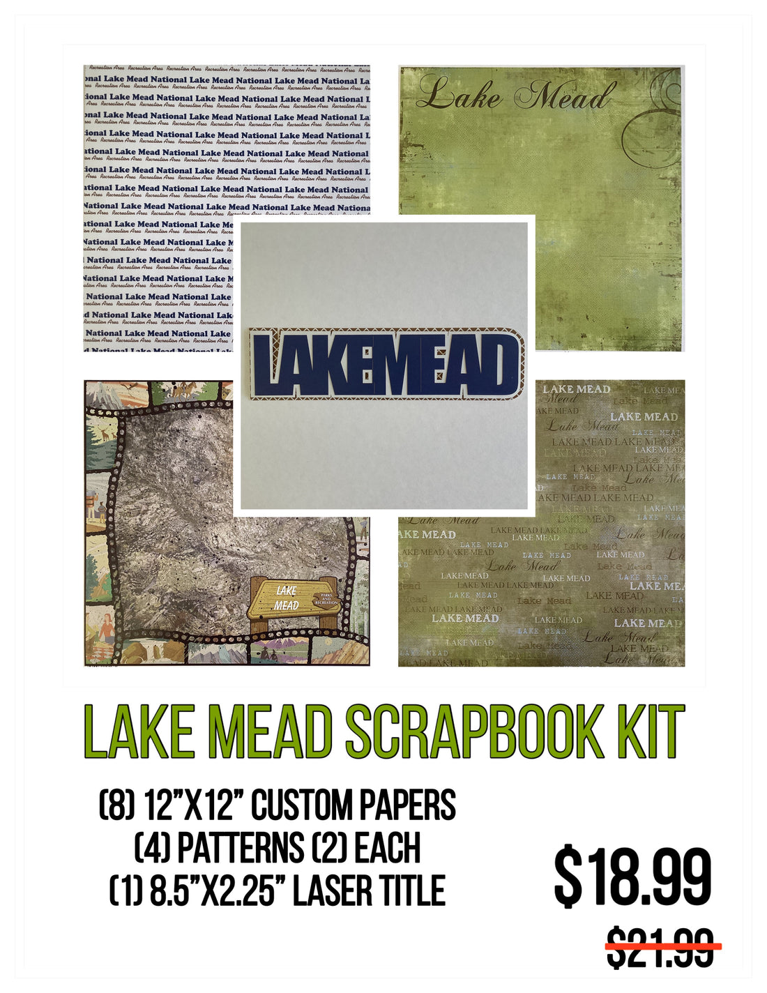 LAKE MEAD KIT 12&quot;X12&quot; Travel Scrapbook Paper With Laser Title