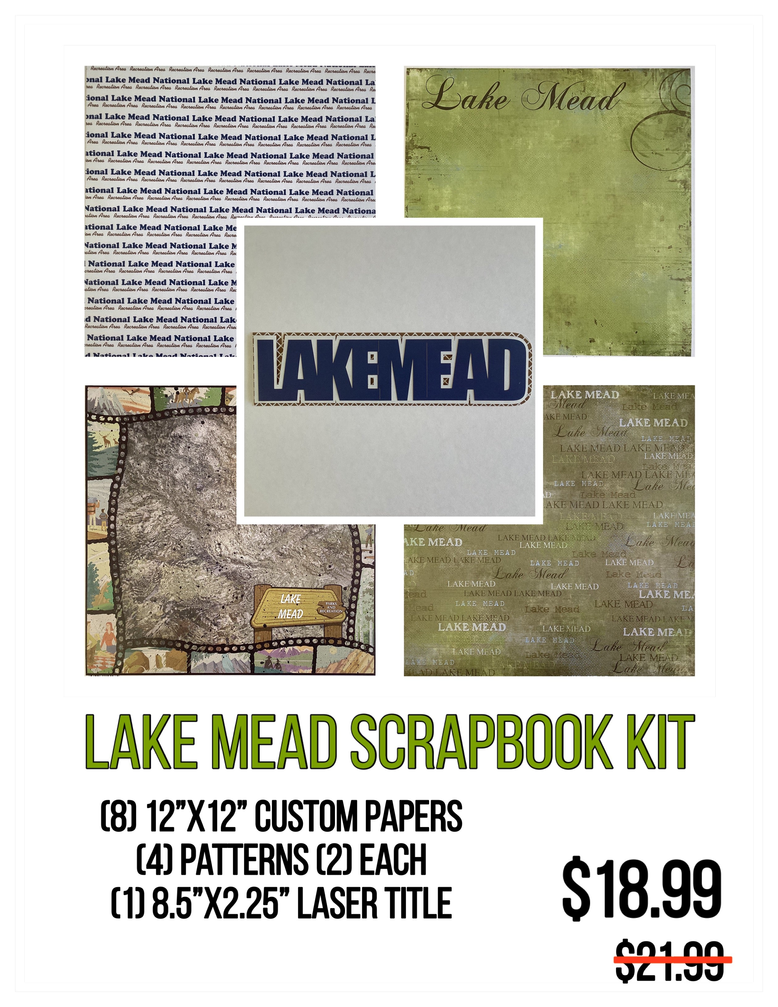 LAKE MEAD KIT 12&quot;X12&quot; Travel Scrapbook Paper With Laser Title