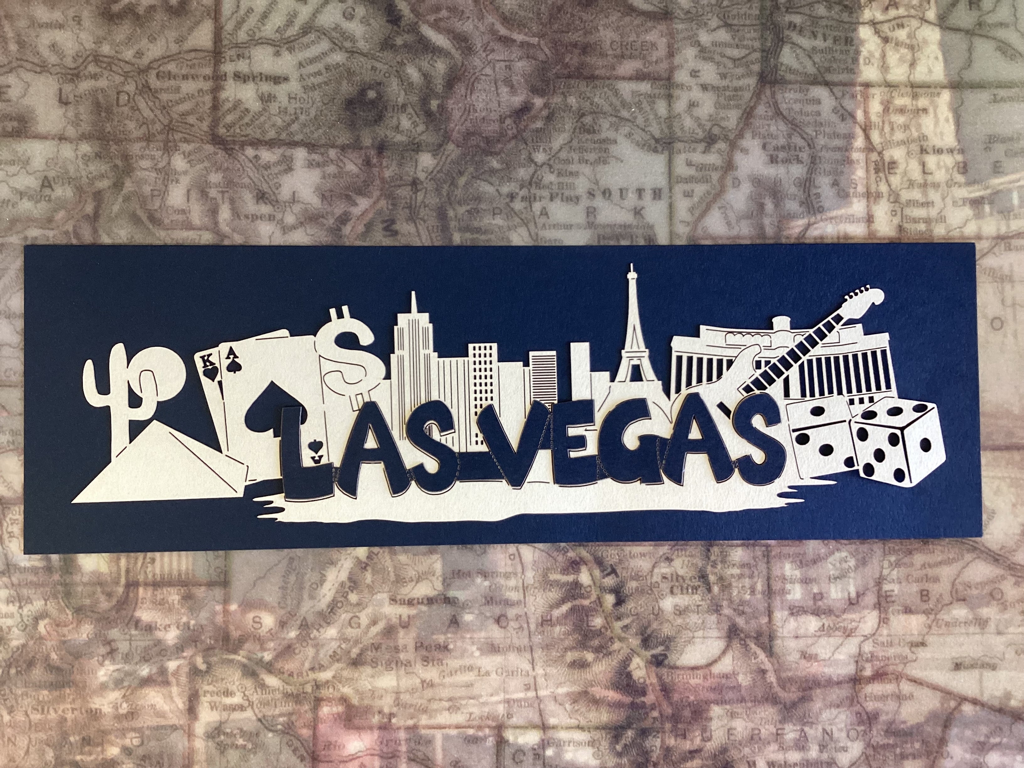 LAS VEGAS Word &amp; Background Title Laser Cuts 1pc