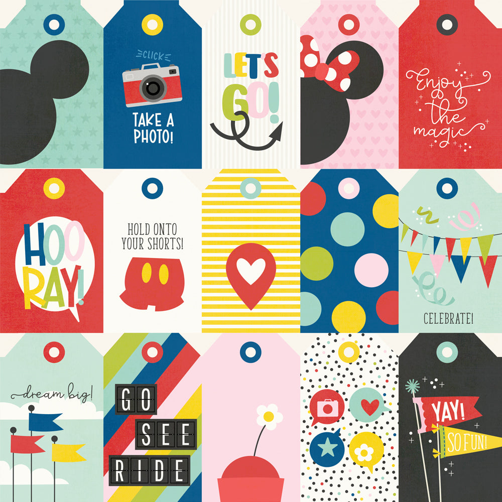 Simple Stories Say Cheese MAGIC TAG ELEMENTS 12”X12” Scrapbook Paper