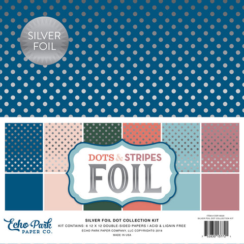Echo Park Dots & Stripes SILVER FOIL DOT Collection Kit