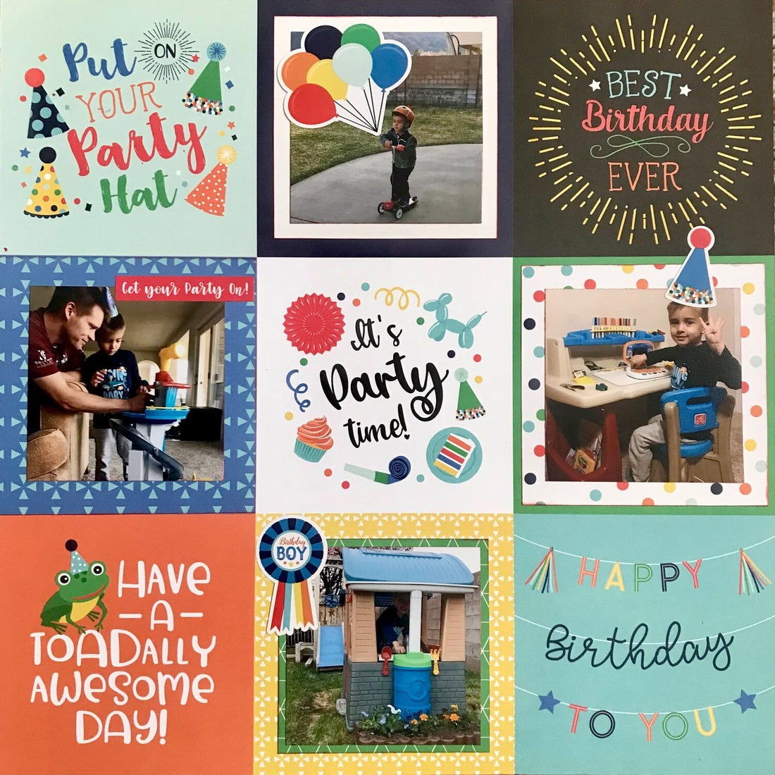 Echo Park It’s Your Birthday Boy 4X4 JOURNALING CARDS 12"X12" Scrapbook Paper