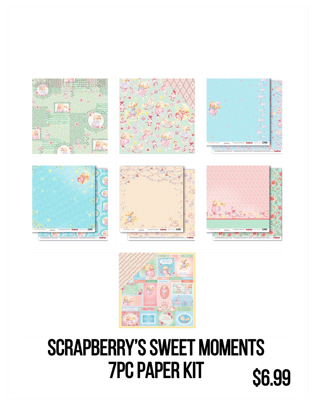 Scrapberry’s SWEET MOMENTS 12"X12" Scrapbook Paper Kit 7pc