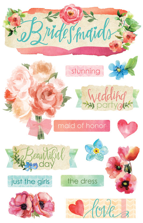 Paper House BRIDESMAIDS 3D Stickers 14pc