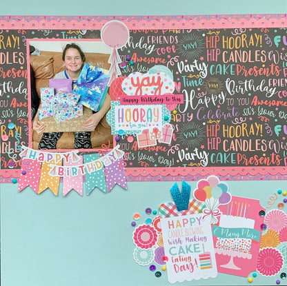 Echo Park It’s Your Birthday Girl UNICORN BALLOONS 12&quot;X12&quot; Scrapbook Paper