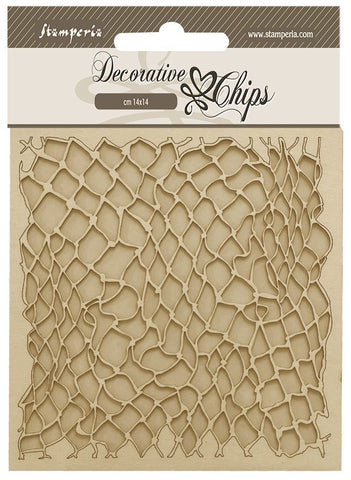 Stamperia Decorative Chips NET Fishing Background Chipboard 1pc
