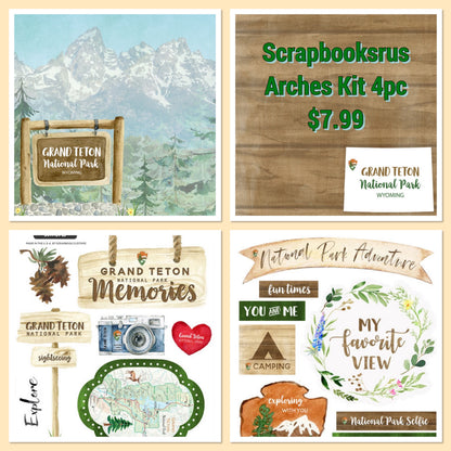 GRAND TETON KIT Papers and Stickers 3pc National Park Wyoming