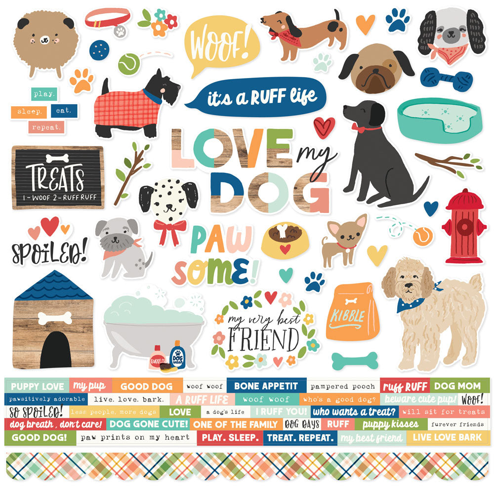 Simple Stories FUR BABY DOG 12"X12" Cardstock Stickers