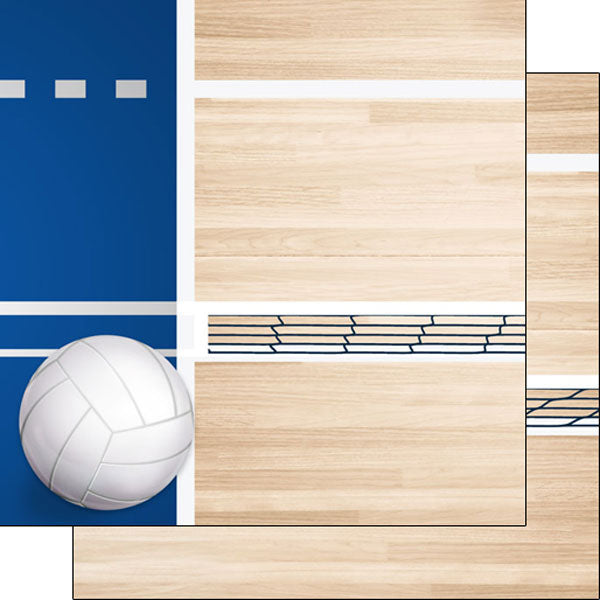 Scrapbook Customs VOLLEYBALL ON COURT 12X12 Scrapbook Paper Sports 2pc