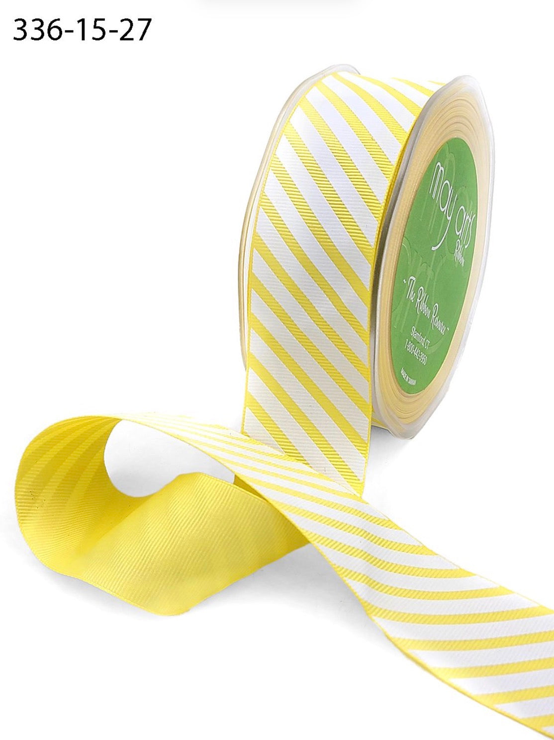 May Arts 1.5” Grosgrain Diagonal STRIPED RIBBON 1 yard