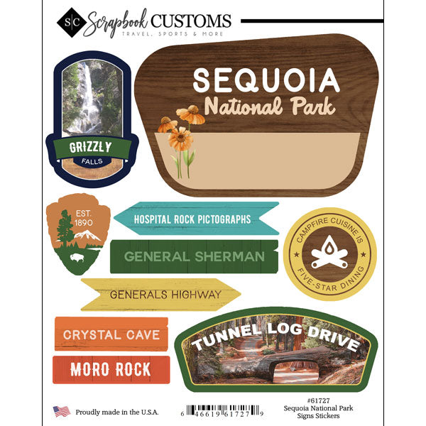 Scrapbook Customs SEQUOIA NATIONAL PARK SIGNS Sticker 10pc