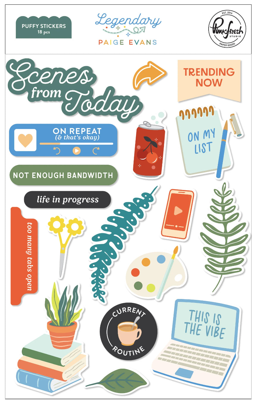 Pinkfresh Paige Evans LEGENDARY Puffy Stickers 18pc