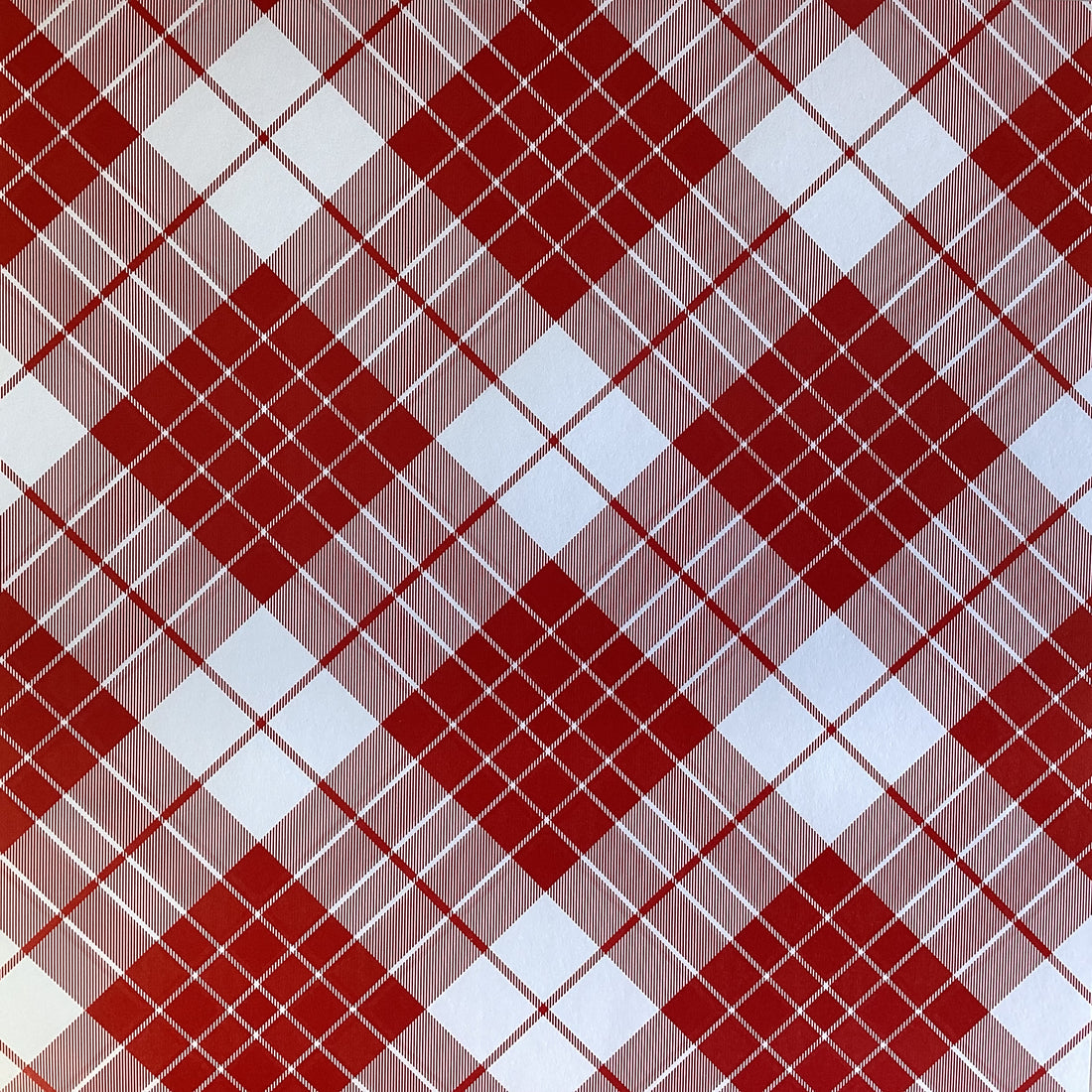 INITIAL PLAID Red White 12”X12” Scrapbook Paper
