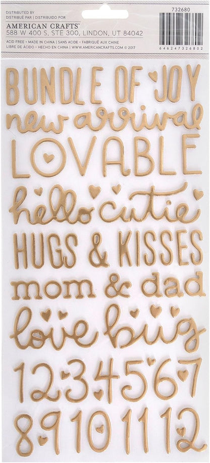 Thickers Pebbles Night Night GOLDIE Puffy Phrase Stickers 151pc