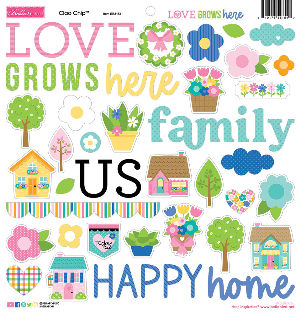 Bella Blvd LOVE GROWS HERE Icon Ciao Chip 12&quot;X12&quot;