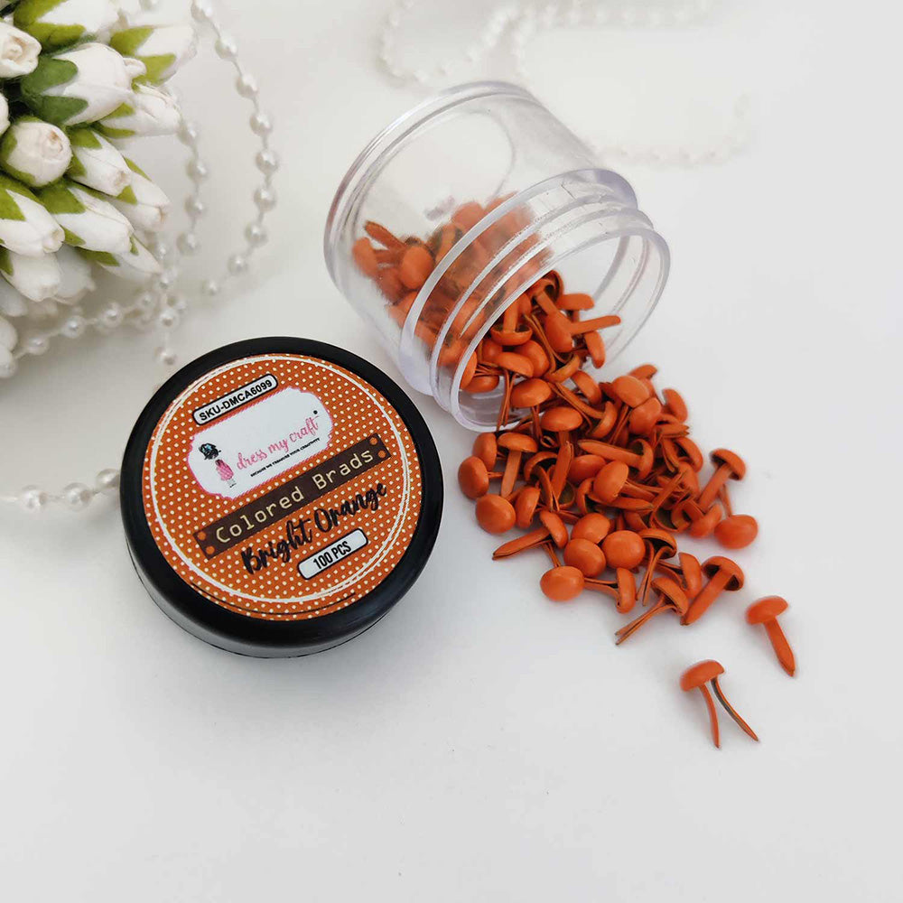 Dress My Craft BRIGHT ORANGE Colored Brads 100pcs