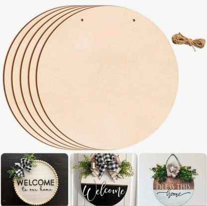 Scrapbooksrus 12” WOOD CIRCLE SIGN Hanging Round Home Decor