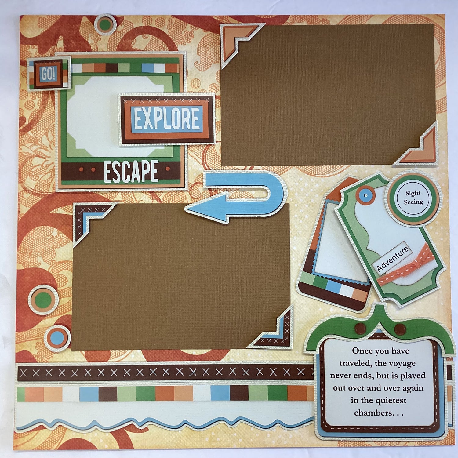 Storytellers Page Kit SEE THE WORLD (2) 12&quot;X12&quot; Scrapbook Layouts