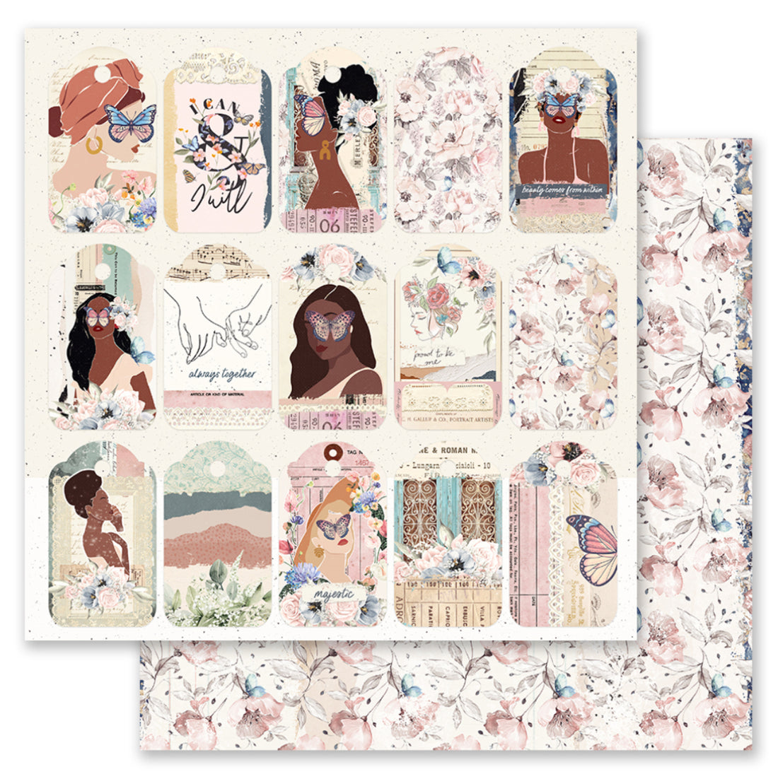 Prima Indigo Collection ALWAYS TOGETHER 12"X12" Scrapbook Paper