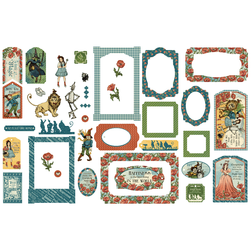 Graphic 45 WONDER OF OZ Chipboard Pieces Tags &amp; Frames