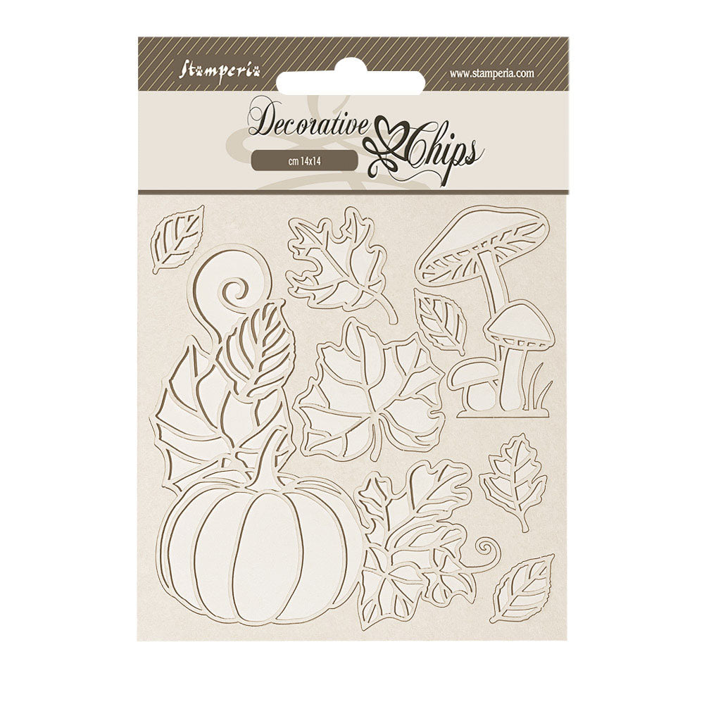 Stamperia Whispering Woods PUMPKIN Decorative Chips 8pc