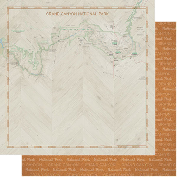 Scrapbook Customs NATIONAL PARK MAP AND WORDS 12&quot;X12&quot; Scrapbook Paper