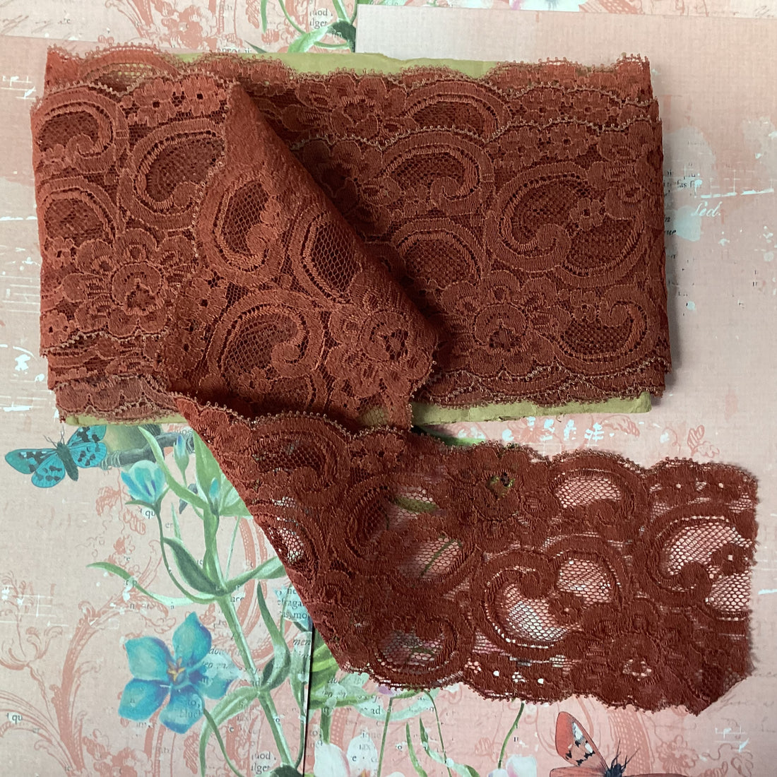 Scrapbooksrus 3” Vintage Lace Terracotta Ribbon Trim