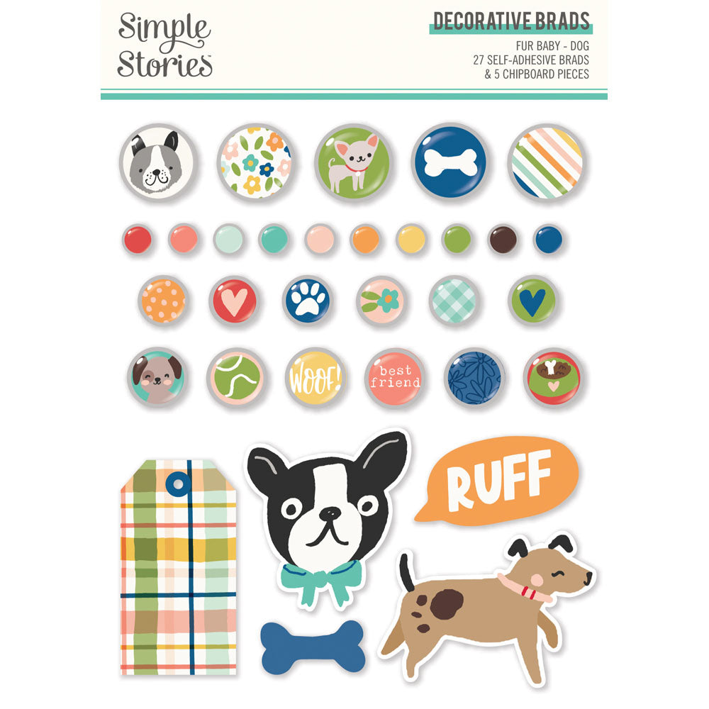 Simple Stories FUR BABY DOG Decorative Brads