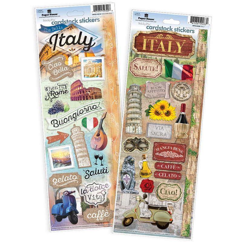 Paper House ITALY Cardstock Stickers Value Pack 37pc