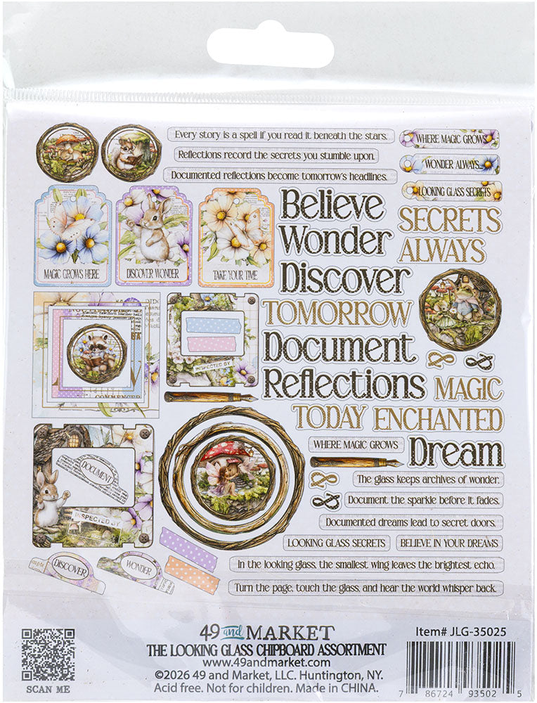 49 and Market THE LOOKING GLASS Chipboard Assortment 53pc