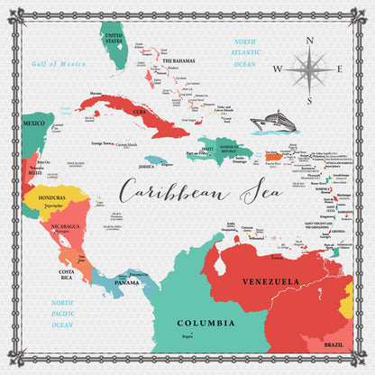 Scrapbook Customs CARIBBEAN SEA Memories Map 12X12 Scrapbook Paper