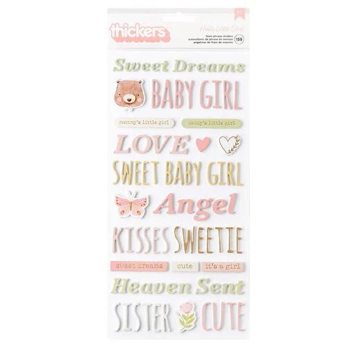 Thickers HELLO LITTLE GIRL Foam Phrase Stickers