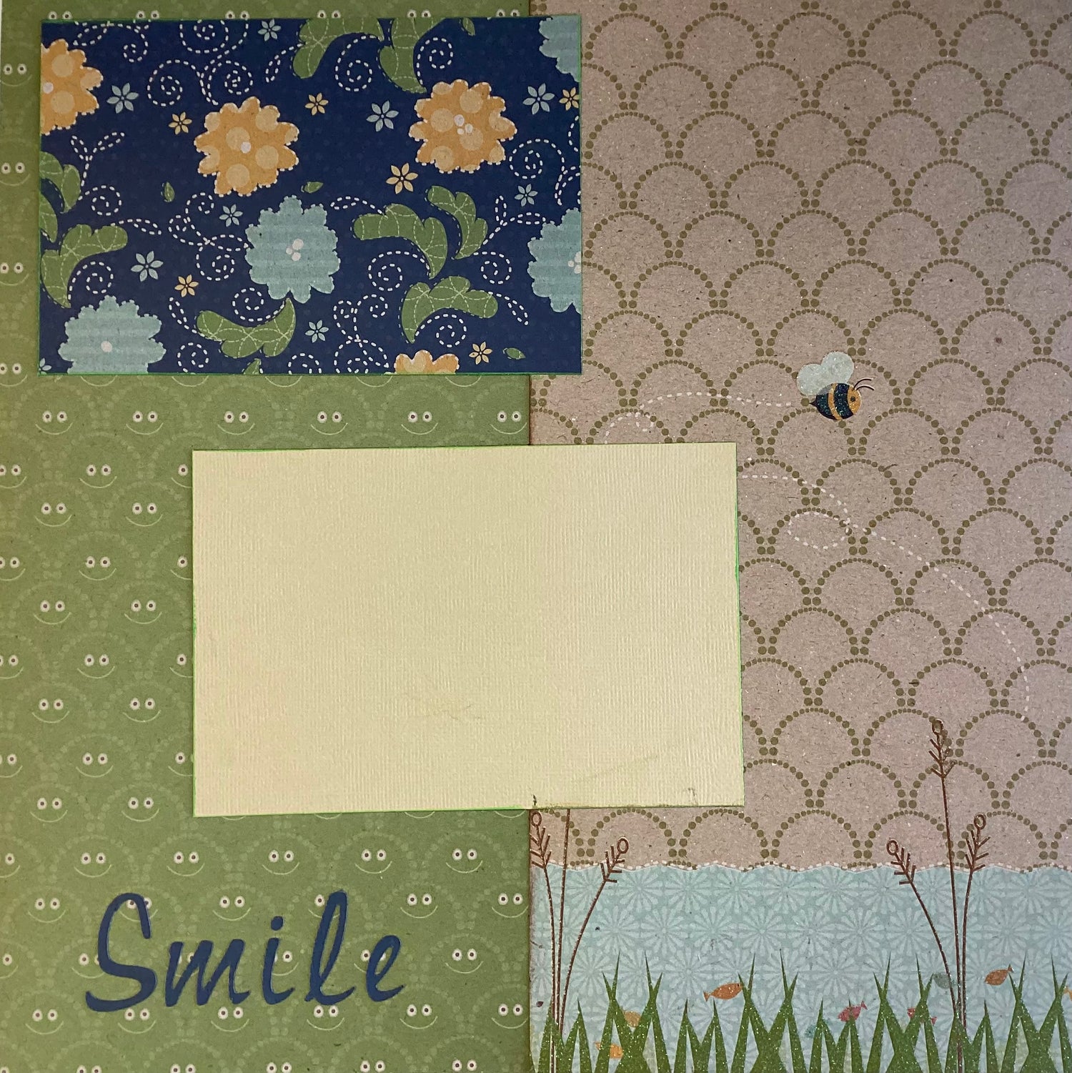 Premade FROG SMILE (2) 12”X12” Scrapbook Pages