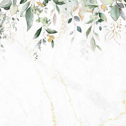 Scrapbook Customs GOLD MARBLE &amp; EUCALYPTUS BORDERS 12"X12" Scrapbook Paper