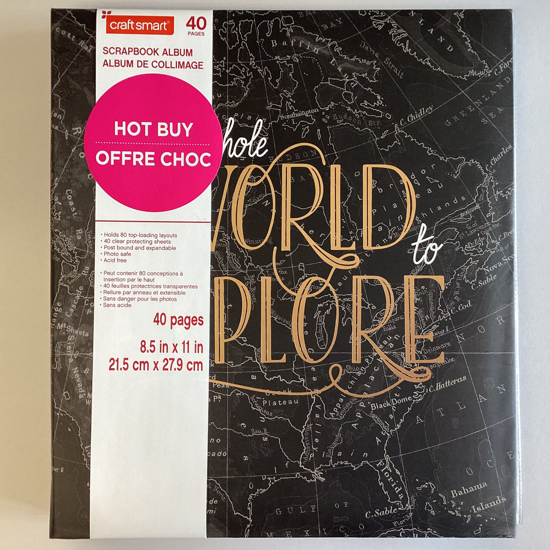 Postbound Album 8.5"X11” WHOLE WORLD TO EXPLORE Scrapbook Memory Album