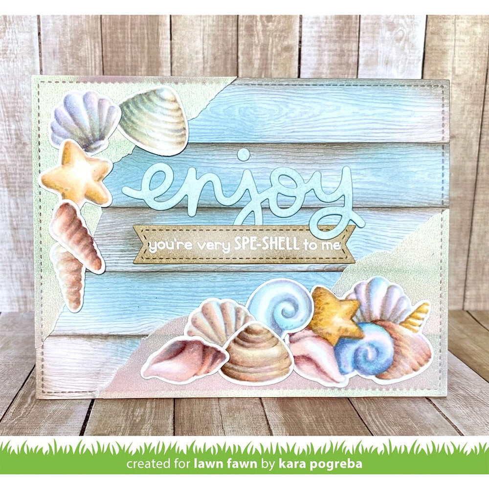 Lawn Fawn HOW YOU BEAN SEASHELL Addon Clear Stamps and Die SET