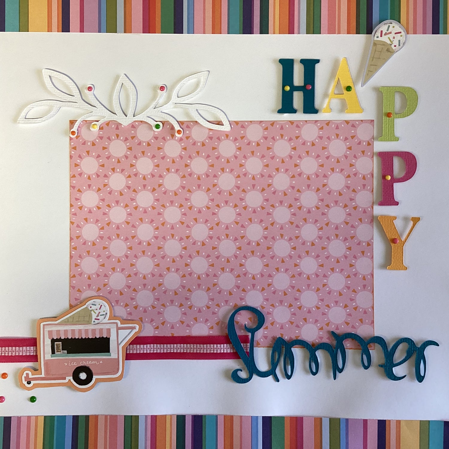 Premade HAPPY SUMMER 12"x12" Scrapbook Page