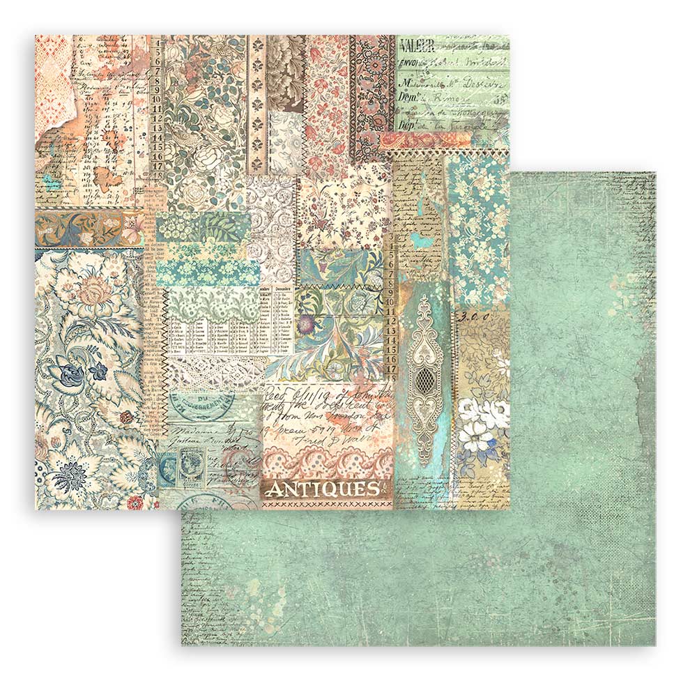 Stamperia Maxi Backgrounds BROCANTE ANTIQUES 12&quot;X12&quot; Scrapbook Paper Pack