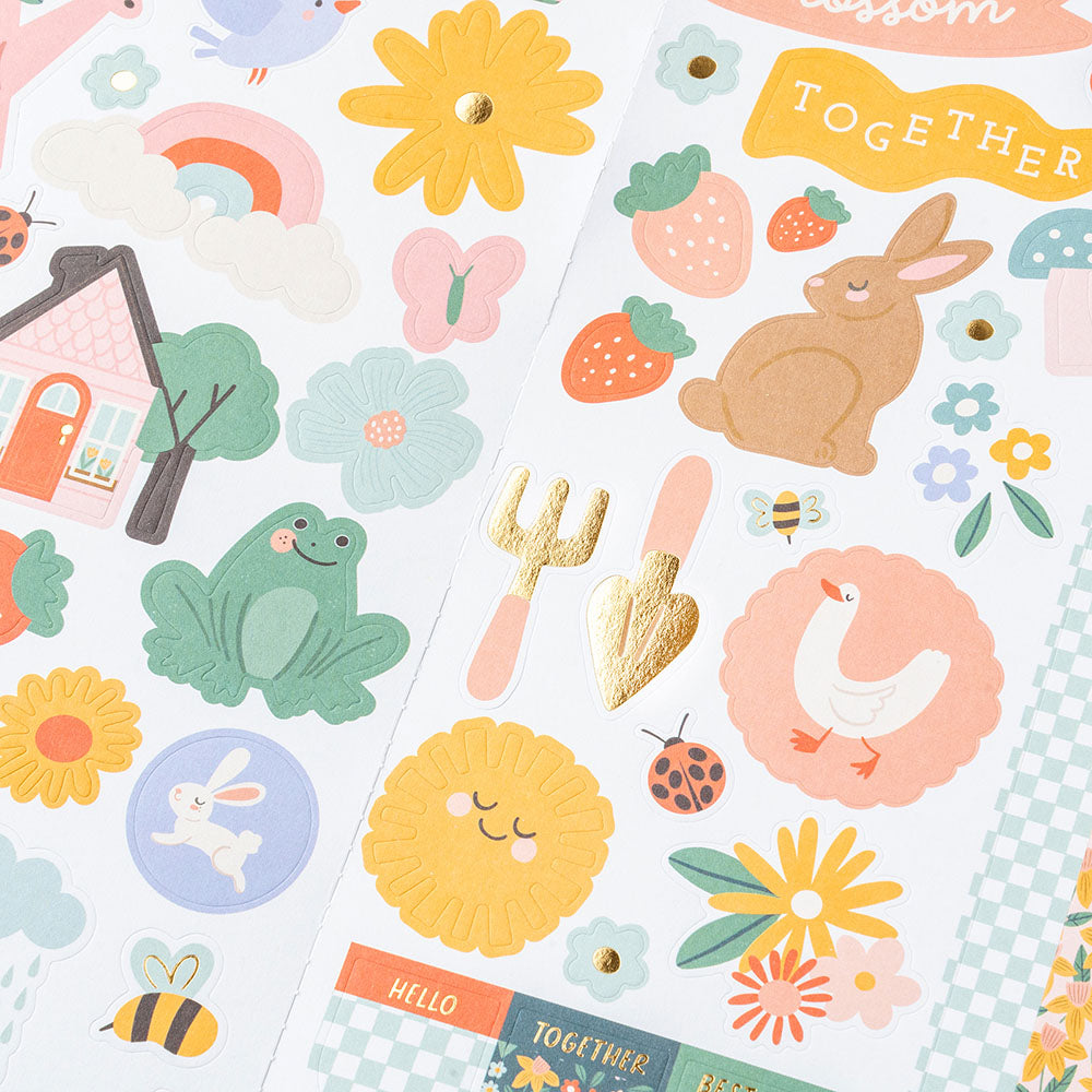 Pebbles SUNNY BLOOMS Cardstock Stickers 77pc