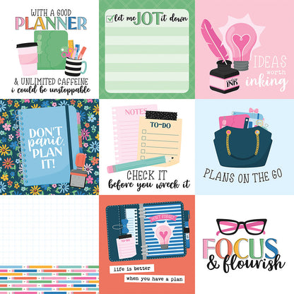 Echo Park Plan On It 4X4 JOURNALING CARDS 12&quot;X12&quot; Scrapbook Paper