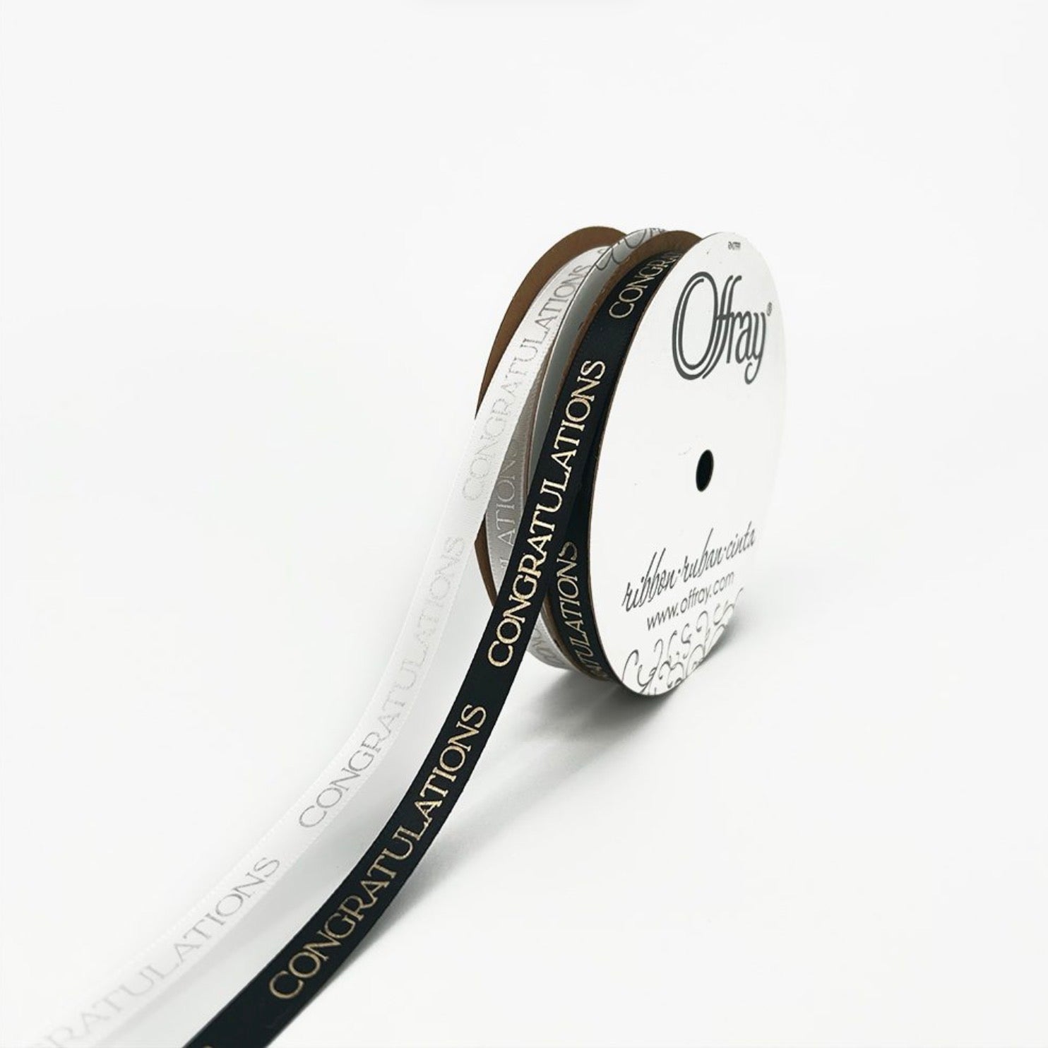 Offray 3/8” CONGRATULATIONS PRINT Satin Ribbon 1 Yard yd