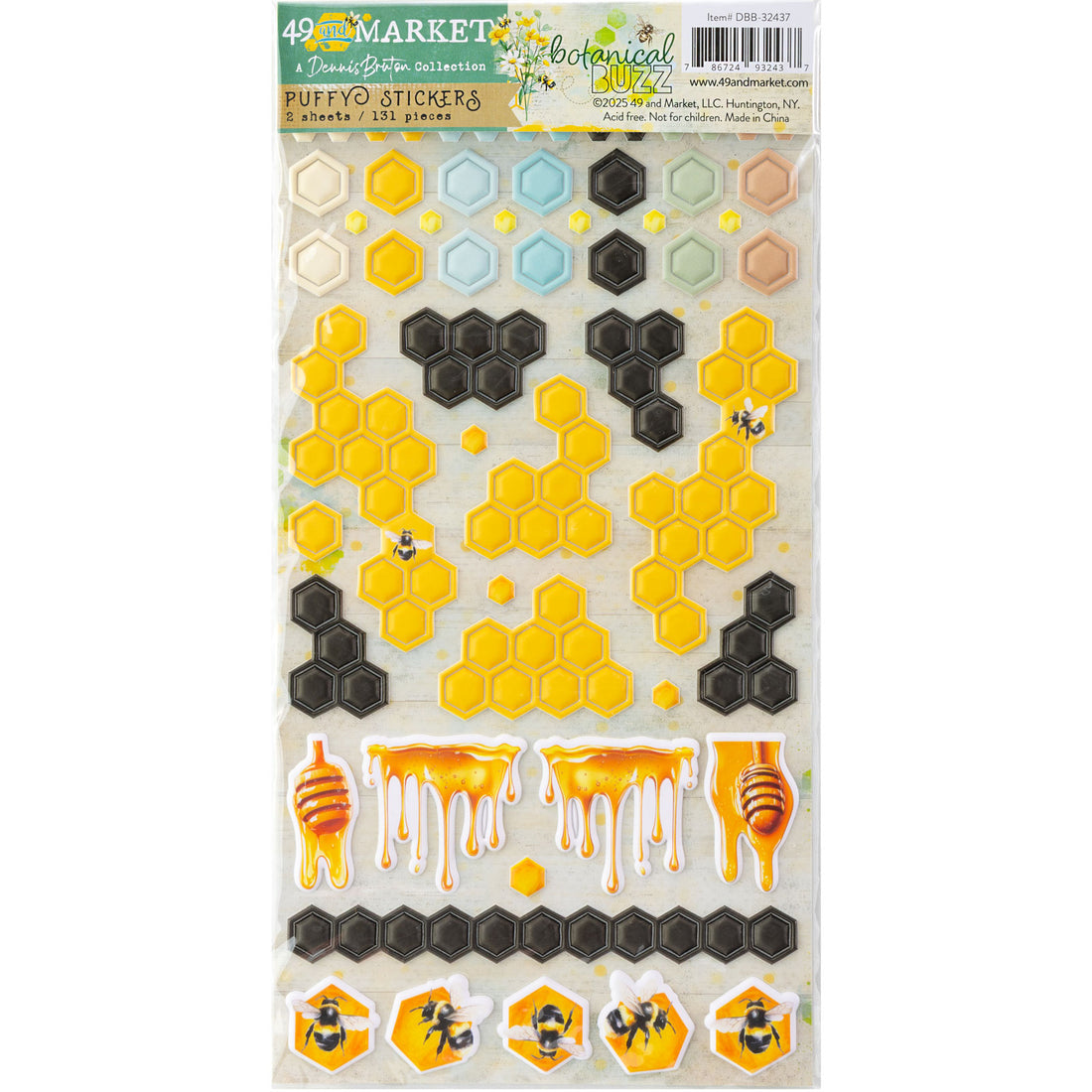 49 and Market BOTANICAL BUZZ Puffy Stickers 131pc