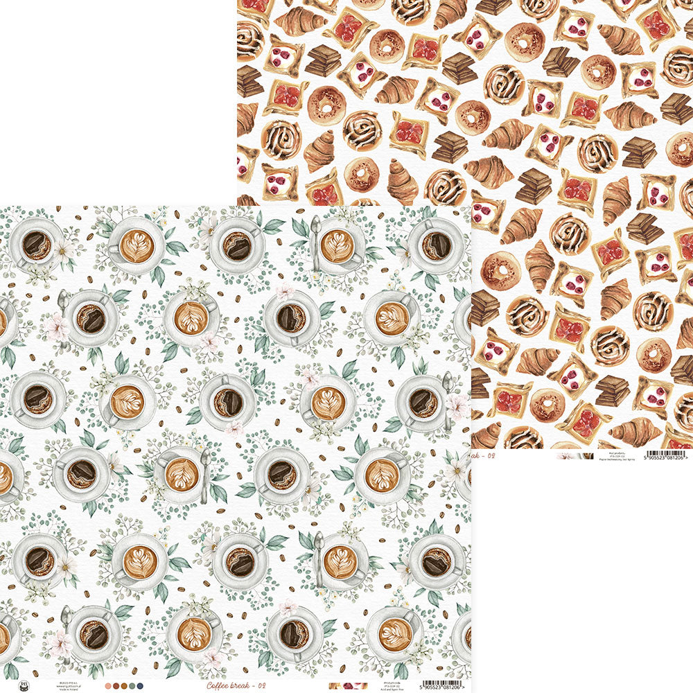 P13 COFFEE BREAK 02 12"X12" Breakfast Pastries Scrapbook Paper Las Vegas Scrapbooksrus
