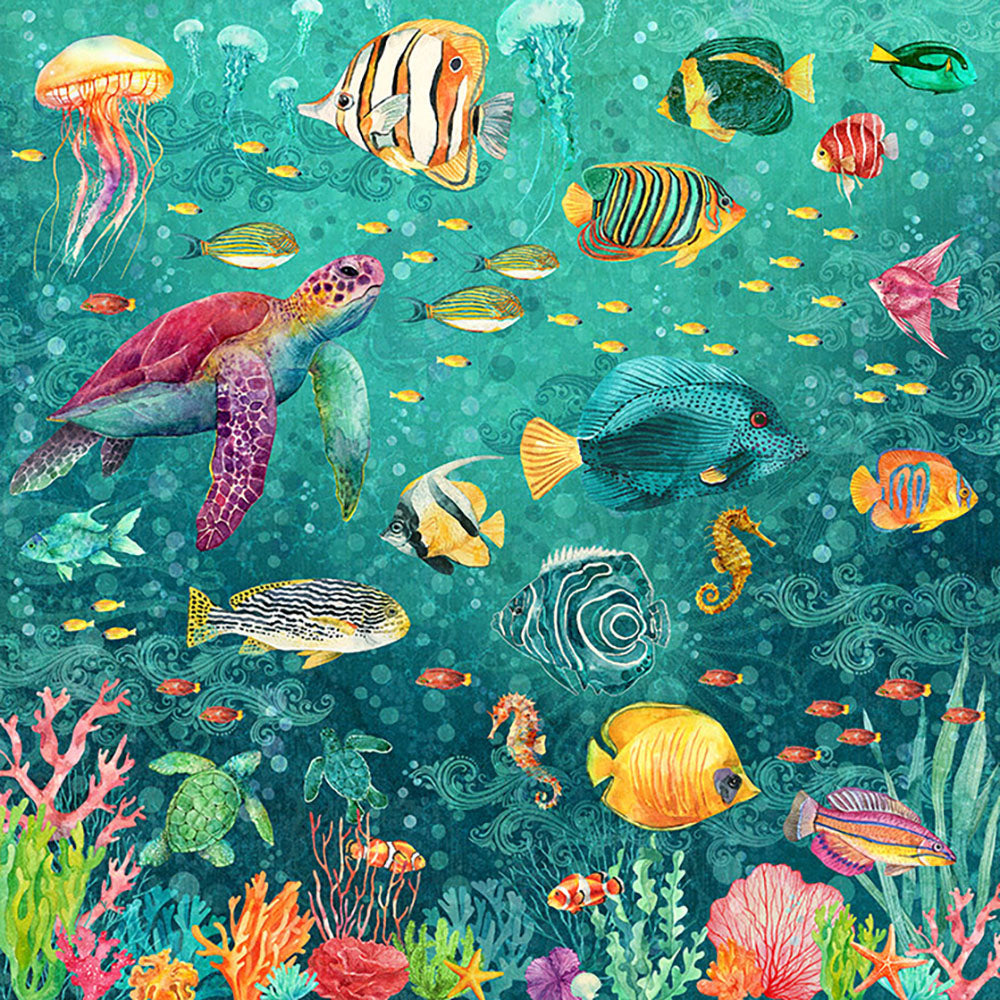 Graphic 45 Seas The Day DIVE INTO HAPPINESS 12X12 Scrapbook Paper